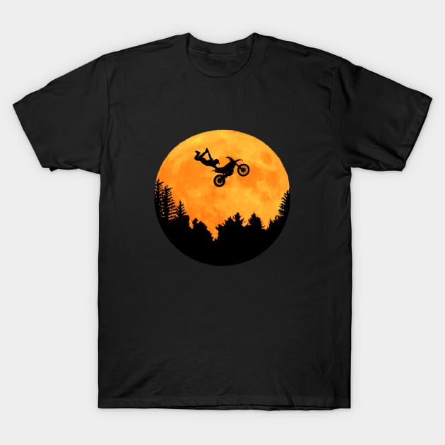 Motocross motorcycle with moon dirt bike racing at night T-Shirt by BurunduXX-Factory